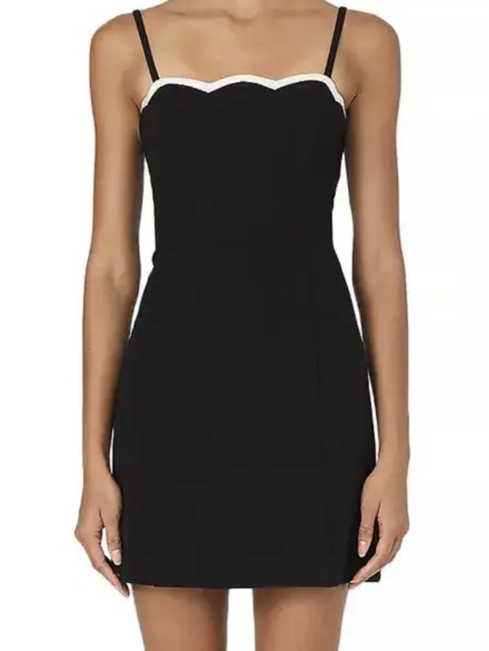 French Connection Black Mini Dress with White Trim